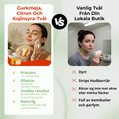 Tvål med gurkmeja, citron och kojinsyra